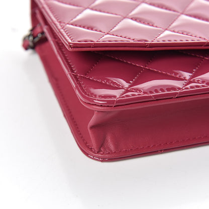 Chanel Patent Quilted Brilliant Wallet On Chain WOC Dark Pink 9 of 12