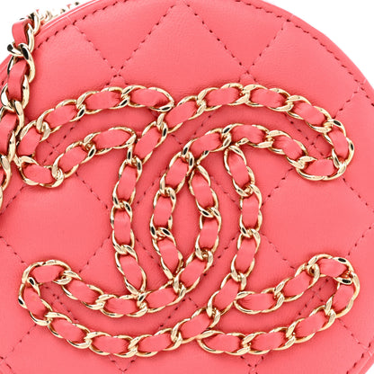Chanel Lambskin Quilted Large CC Round Clutch With Chain Pink 8 of 12