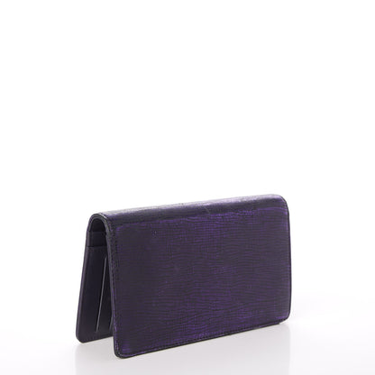 Chanel Iridescent Lizard Embossed Yen Wallet Purple 3 of 13