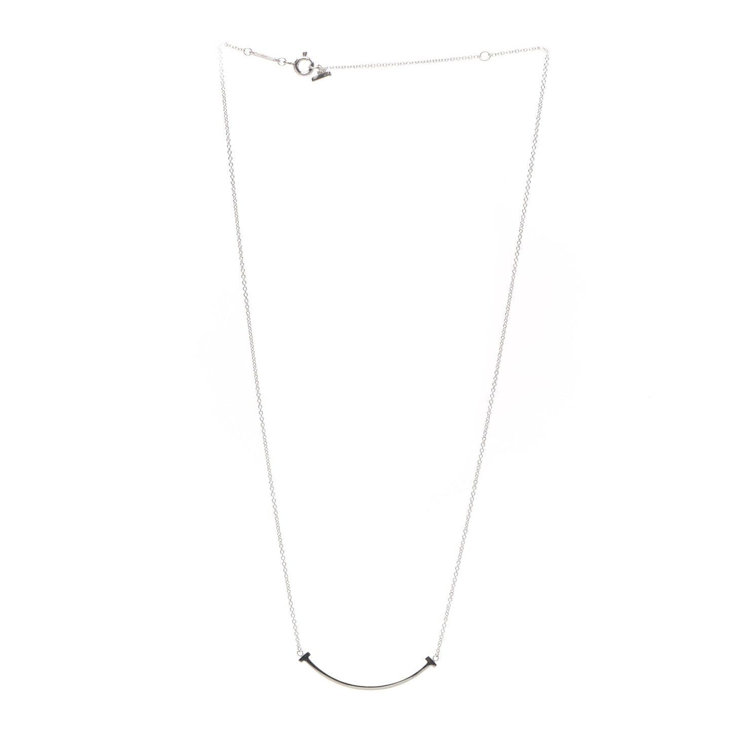 Sterling Silver Small T Smile Pendant Necklace