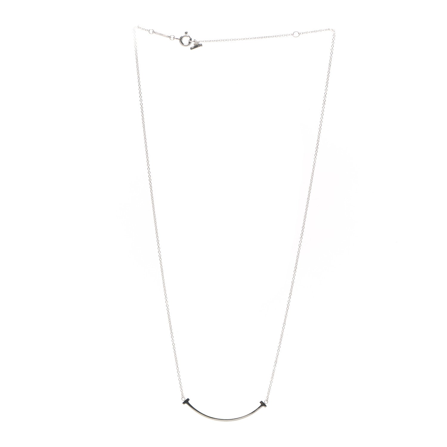 Tiffany Sterling Silver Small T Smile Pendant Necklace 3 of 6