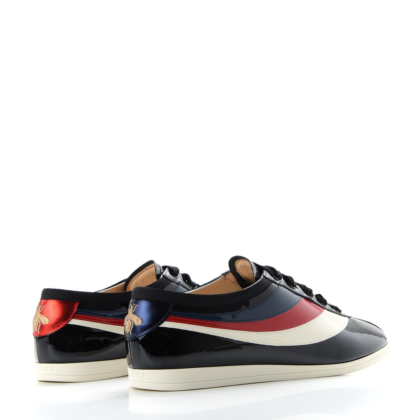 Patent Calfskin Mens Web Falacer Sneakers 8.5 Black
