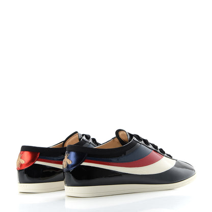 Gucci Patent Calfskin Mens Web Falacer Sneakers 8.5 Black 4 of 10