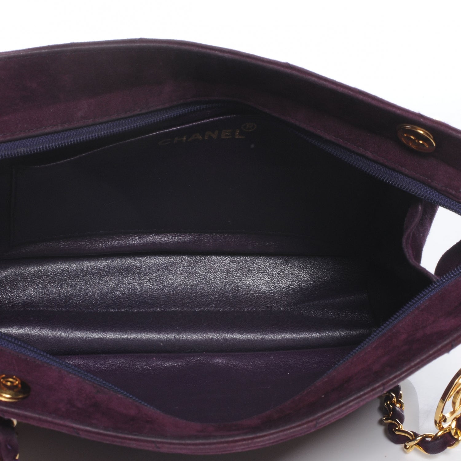 Chanel Suede Chevron Shoulder Bag Purple 6 of 8
