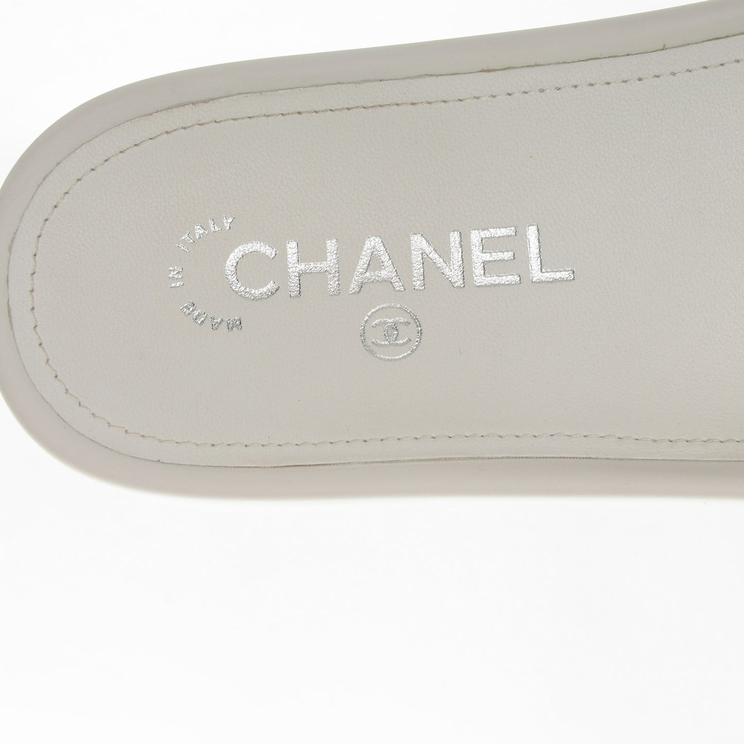 Tweed Lambskin Chain Flat Sandals 38 White