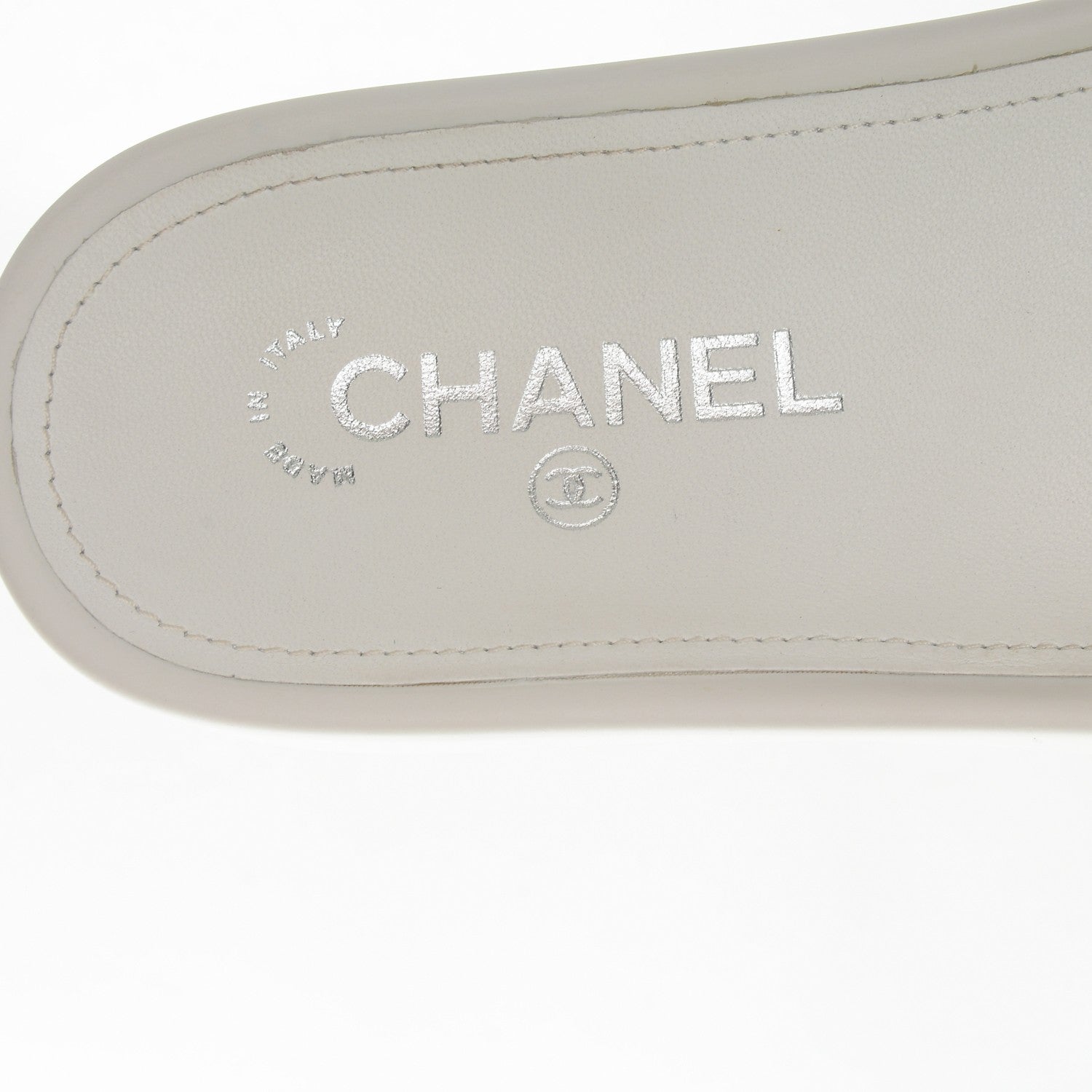 Chanel Tweed Lambskin Chain Flat Sandals 38 White 7 of 7