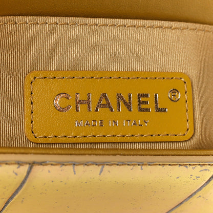 Chanel Metallic Calfskin Crocodile Embossed Graffiti Medium Cocodile Boy Flap Gold 6 of 11