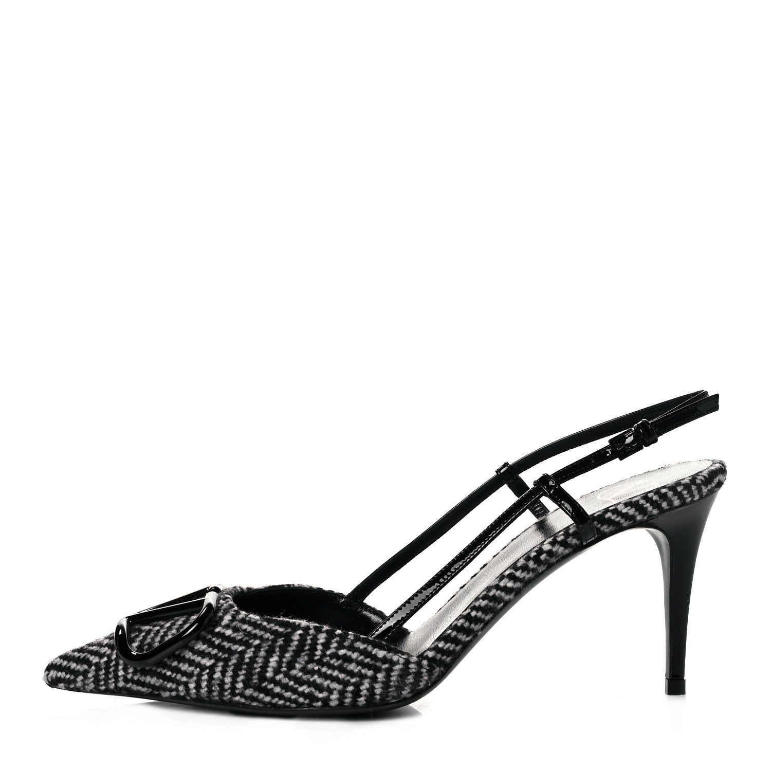 Valentino Garavani Tweed Signature Vlogo Slingback 80mm Pumps 38.5 Black 1 of 10