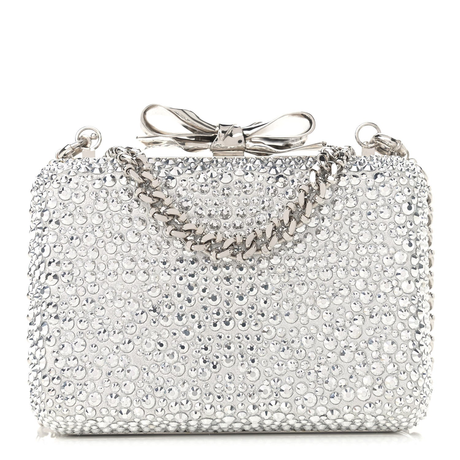Christian Louboutin Crystal Strass Fiocco Box Clutch Silver 1 of 11