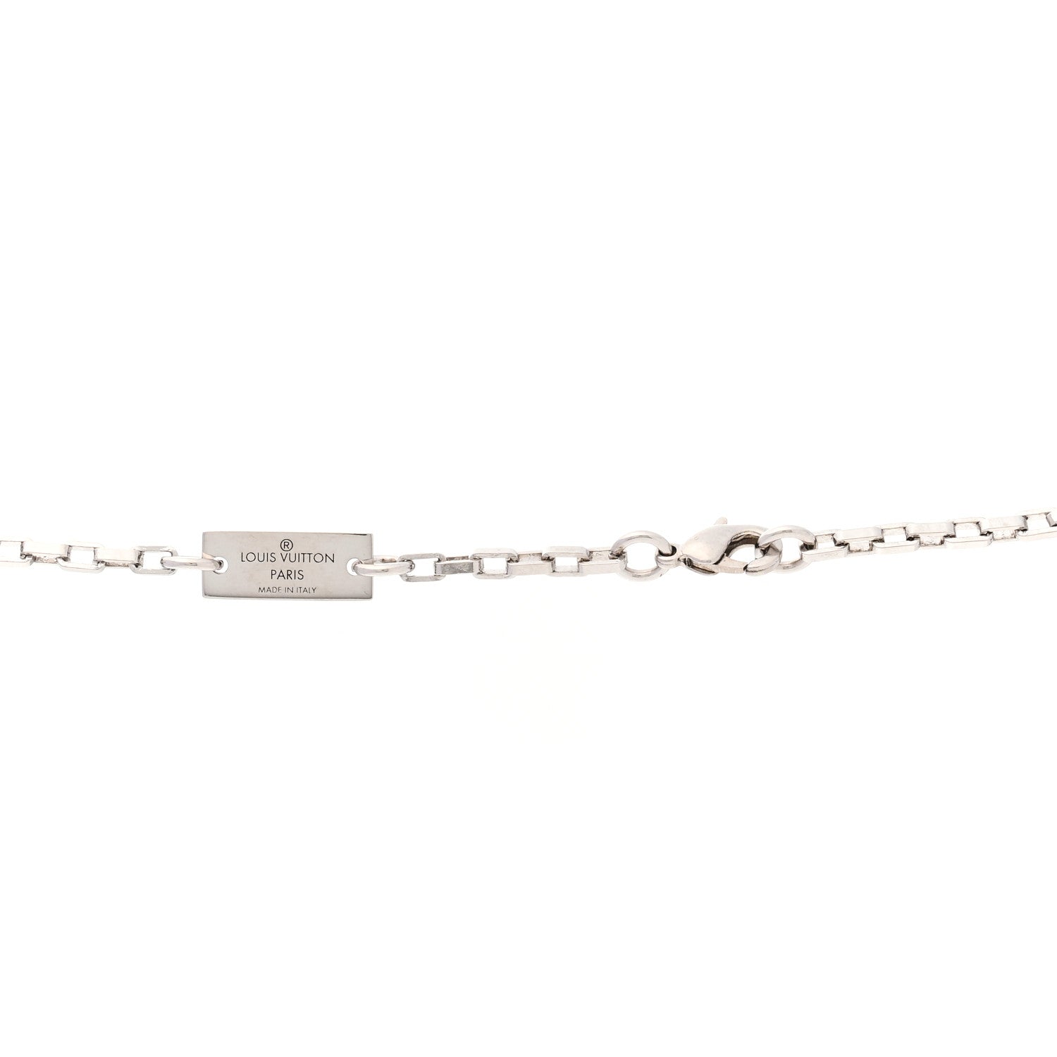 Louis Vuitton Collier Damier Colors Pendant Necklace Silver Black 4 of 4