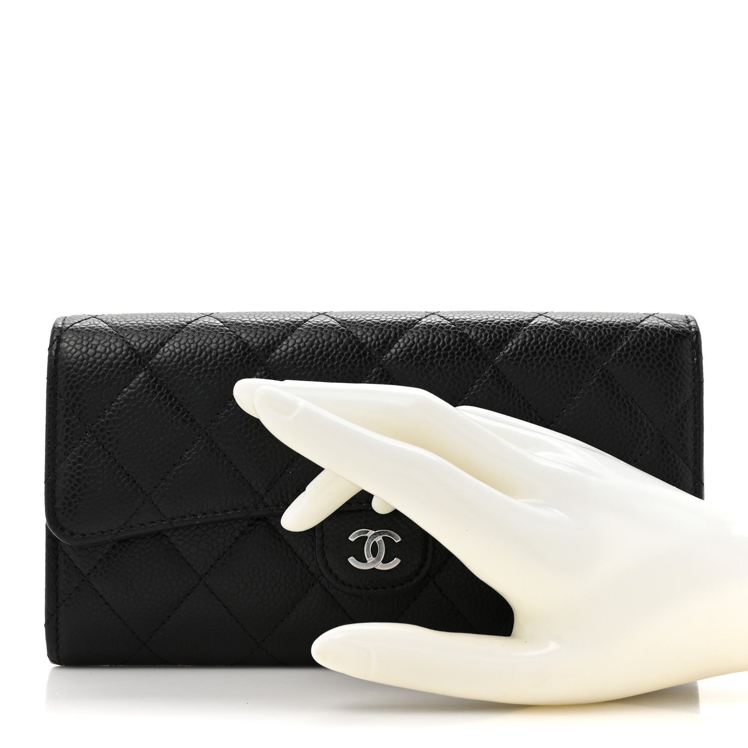 Chanel Caviar Quilted Large Gusset Flap Wallet Black 2 of 9