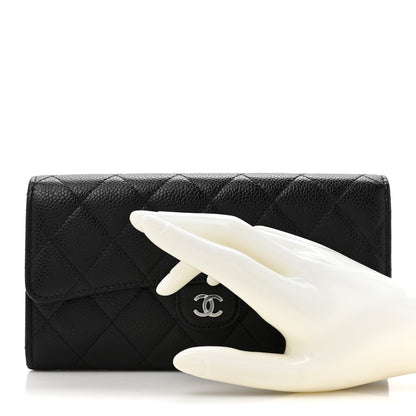 Chanel Caviar Quilted Large Gusset Flap Wallet Black 2 of 9