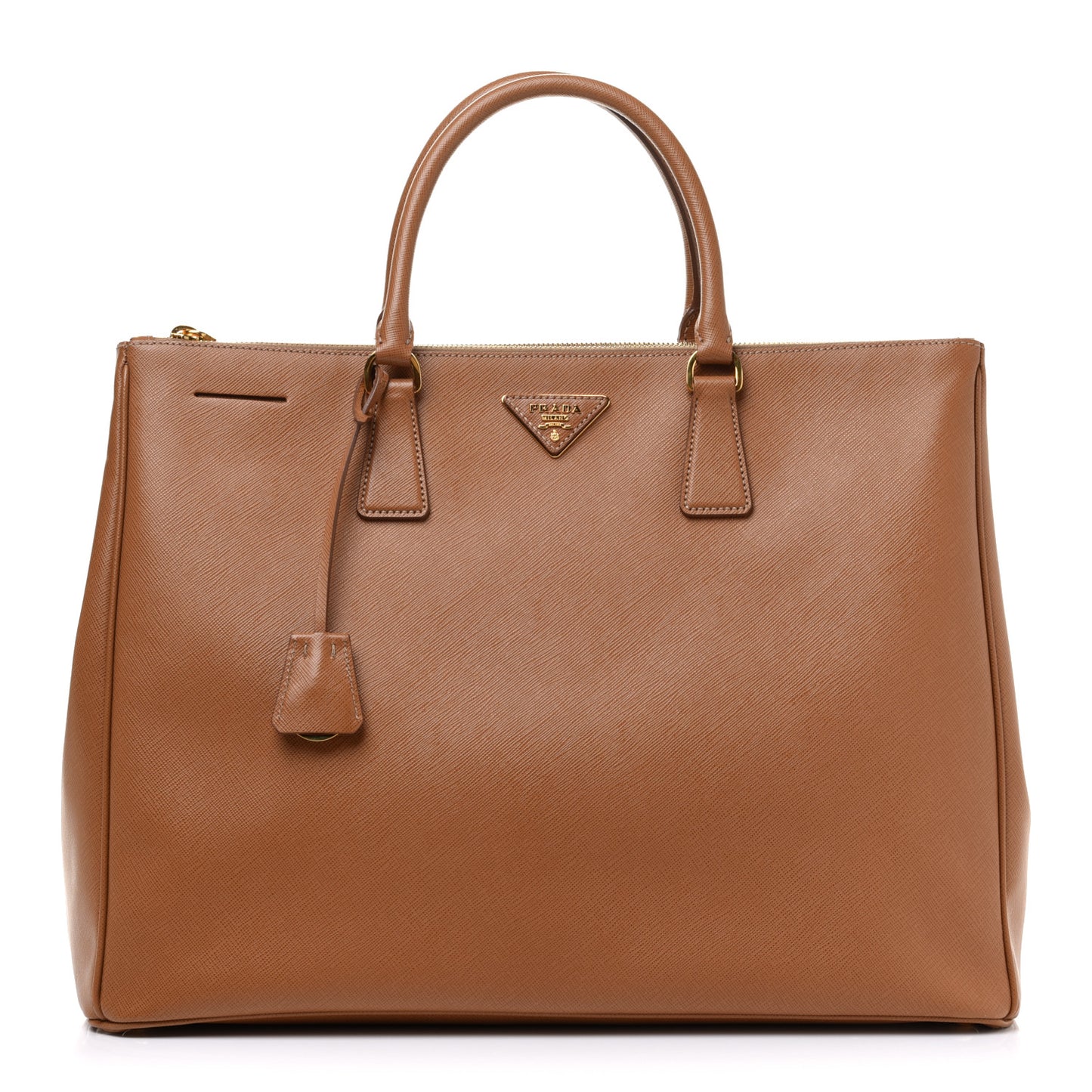 Saffiano Lux Extra Large Galleria Double Zip Tote Caramel