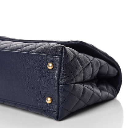 Chanel Caviar Elaphe Quilted Small Coco Handle Flap Navy 11 of 16