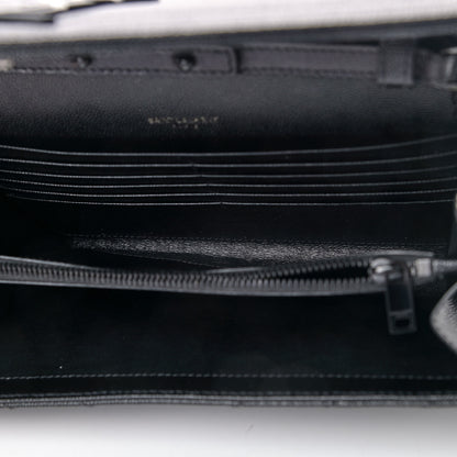 Saint Laurent Grain De Poudre Matelasse Chevron Monogram Chain Wallet Black 4 of 4