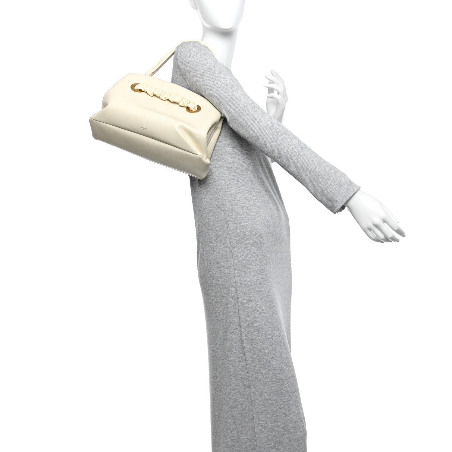 Celine Smooth Calfskin Eyelet Small Top Handle Bag White 2 of 15
