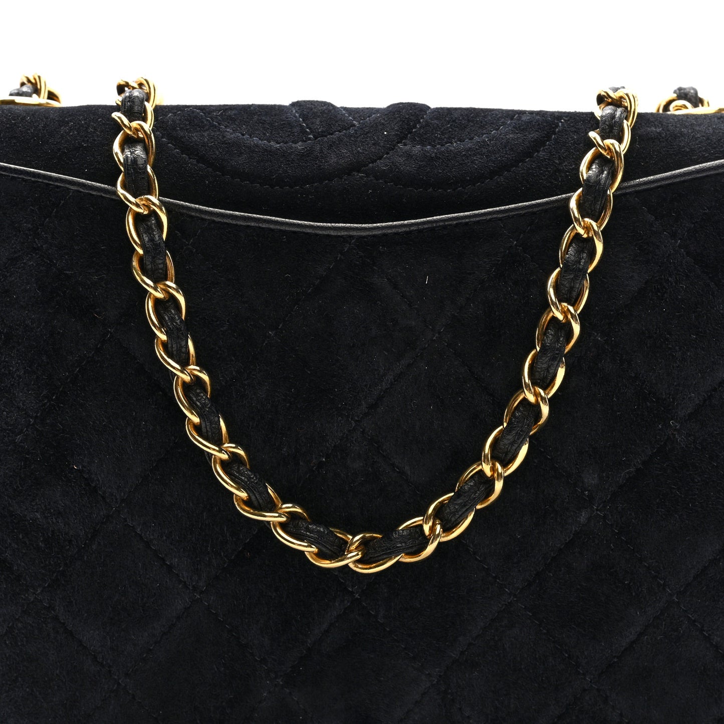 Suede Quilted CC Small Single Flap Black