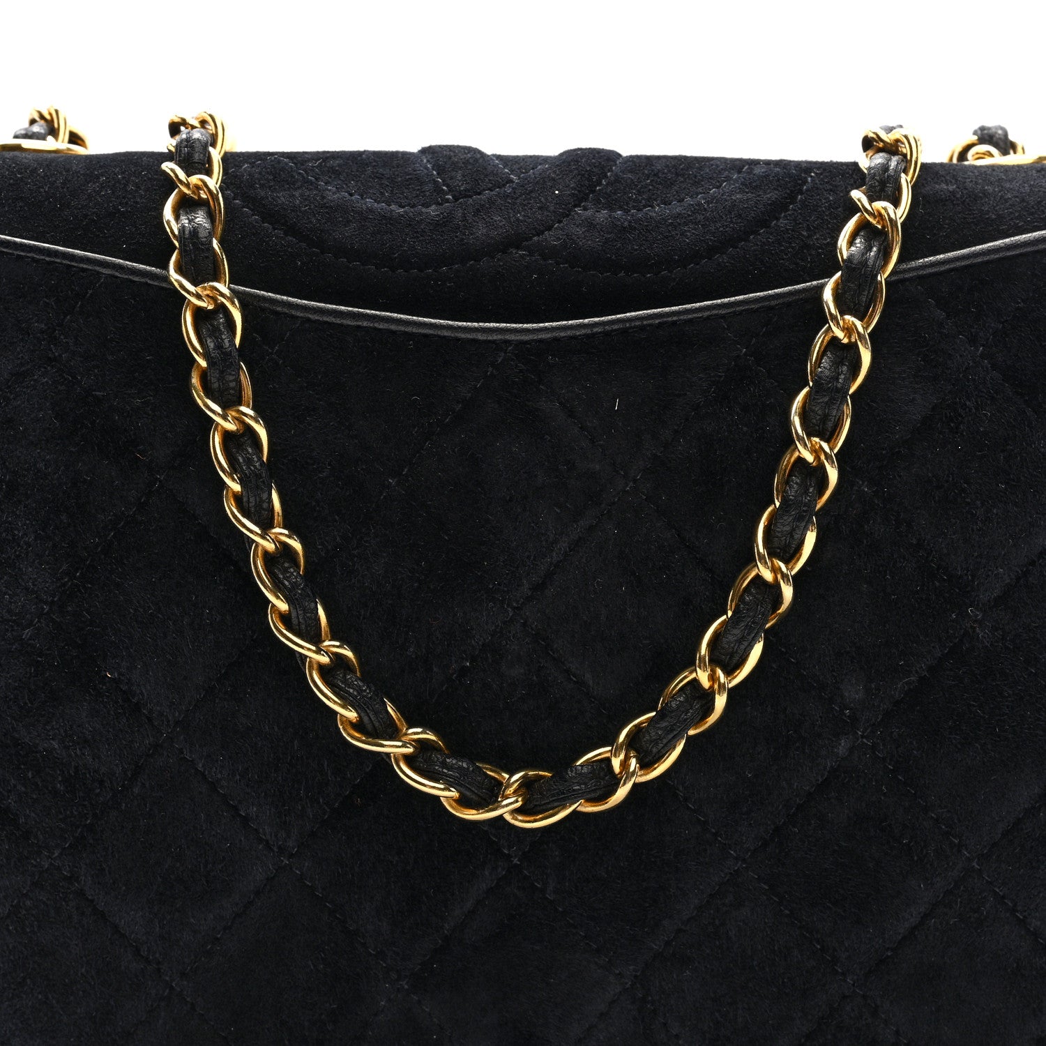 Chanel Suede Quilted CC Small Single Flap Black 8 of 10