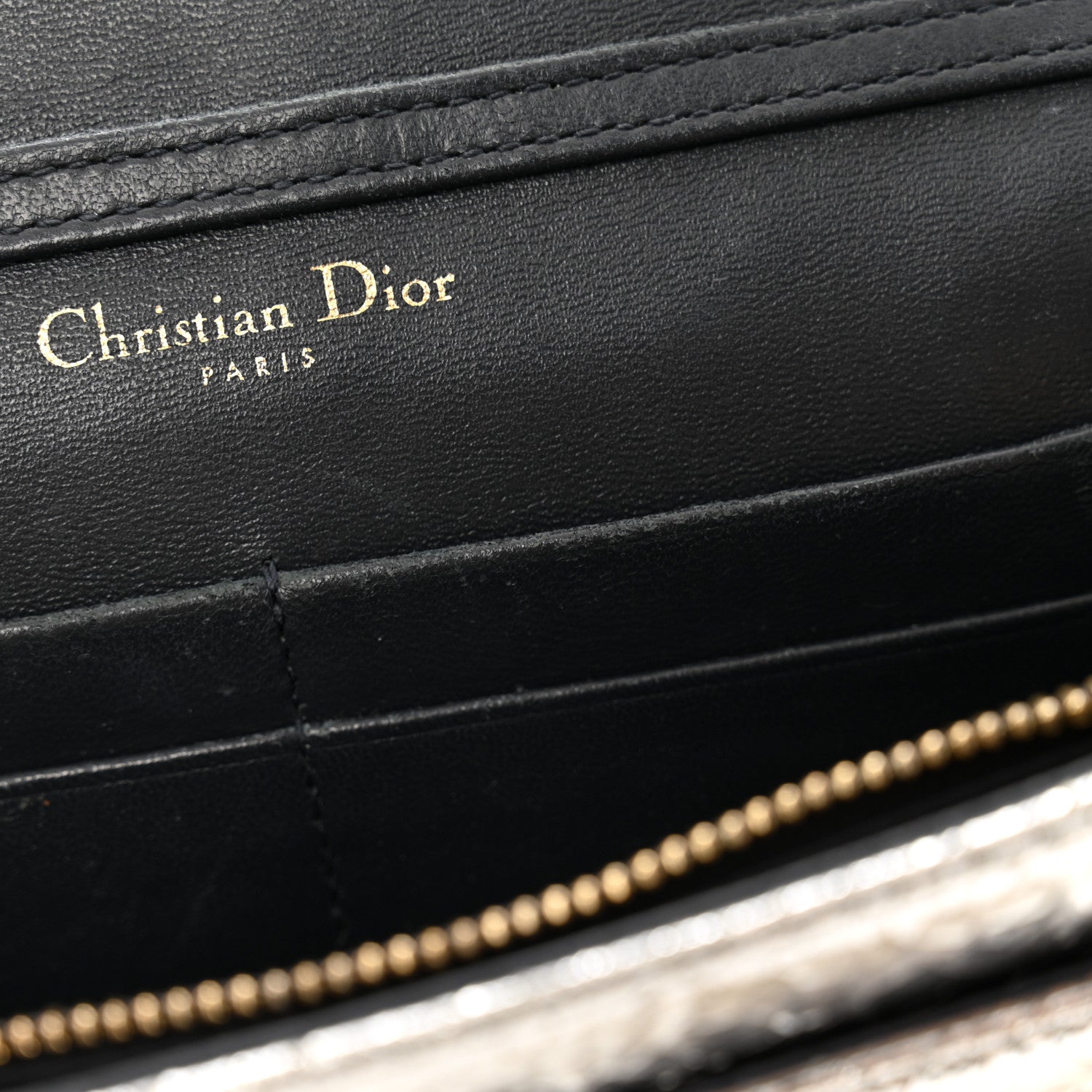 Christian Dior Metallic Ceramic Effect Deerskin Diorama Wallet on Chain Pouch Silver 10 of 12