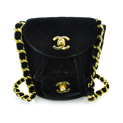 Chanel Velvet Quilted Small Backpack Black 1 of 12