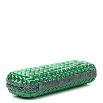 Bottega Veneta Satin Intreccio Impero Ayers Stretch Knot Clutch Emerald 4 of 7