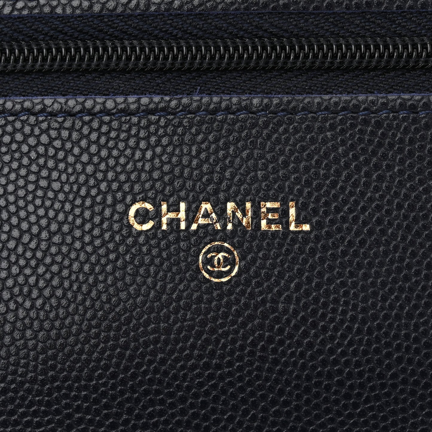 Caviar Quilted Wallet on Chain WOC Navy Blue
