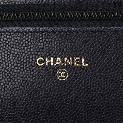 Chanel Caviar Quilted Wallet on Chain WOC Navy Blue 6 of 11