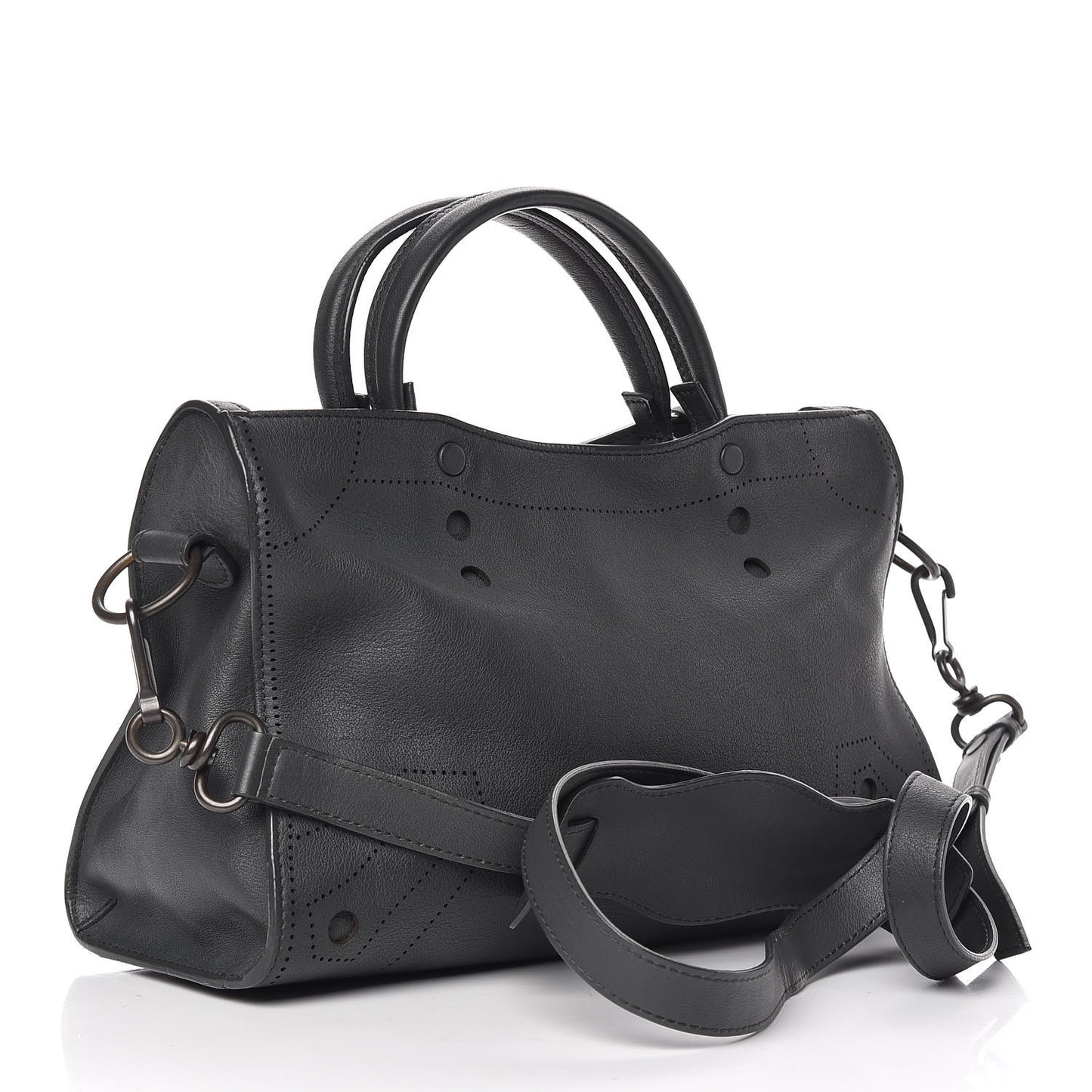 Veau Soyeux Perforated Blackout Hardware S City Gris Fossile