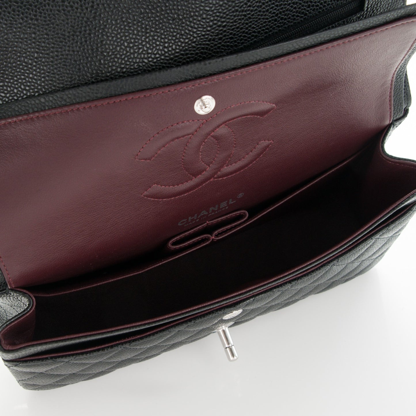 Caviar Quilted Medium Double Flap Black