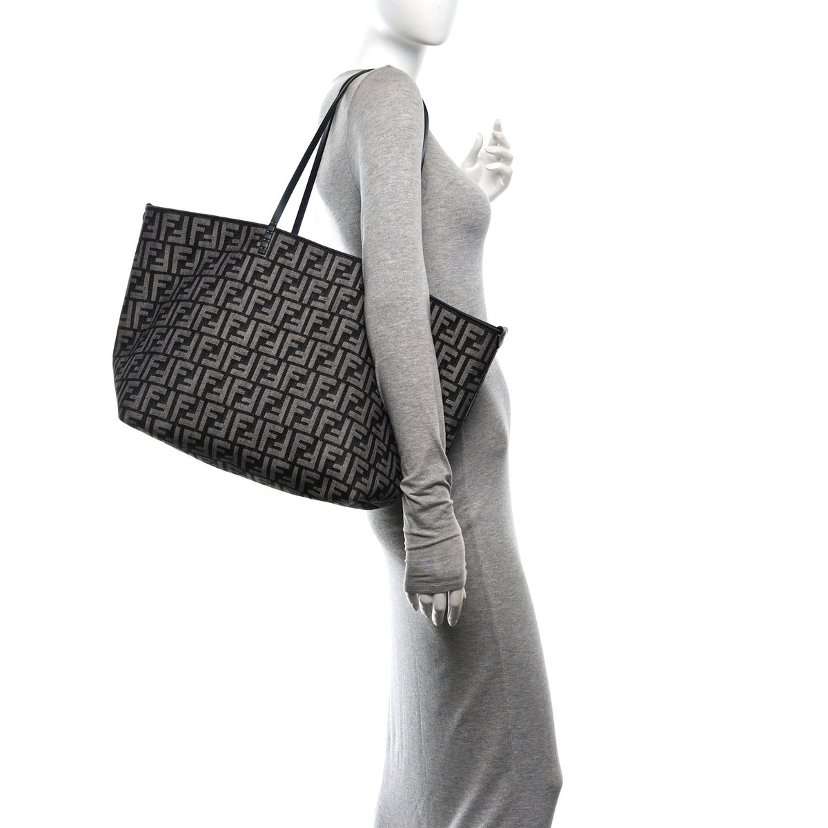 Chenille Vitello Santa Barbara FF Large Roll Reversible Shopping Tote Grigio Notte Flamingo