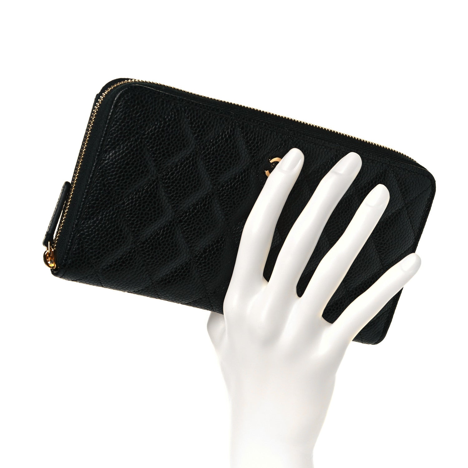 Chanel Caviar Quilted Large Gusset Zip Around Wallet Black 2 of 9