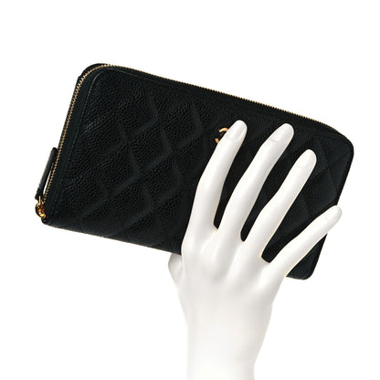 Chanel Caviar Quilted Large Gusset Zip Around Wallet Black 2 of 9
