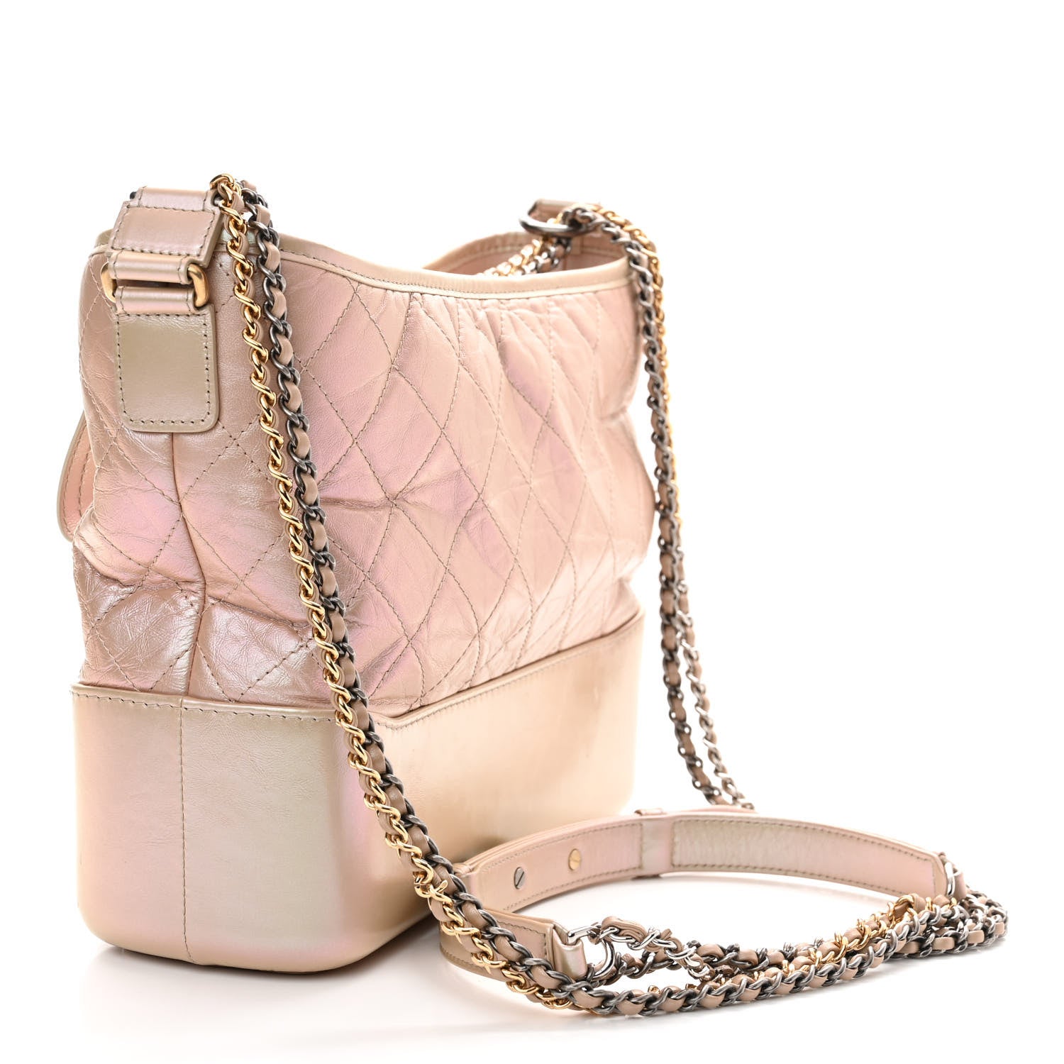 Chanel Iridescent Aged Calfskin Quilted Medium Gabrielle Hobo Light Pink 3 of 11