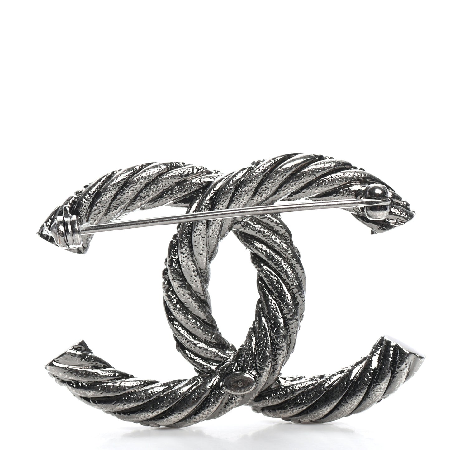 CC Chanel Logo Brooch Silver