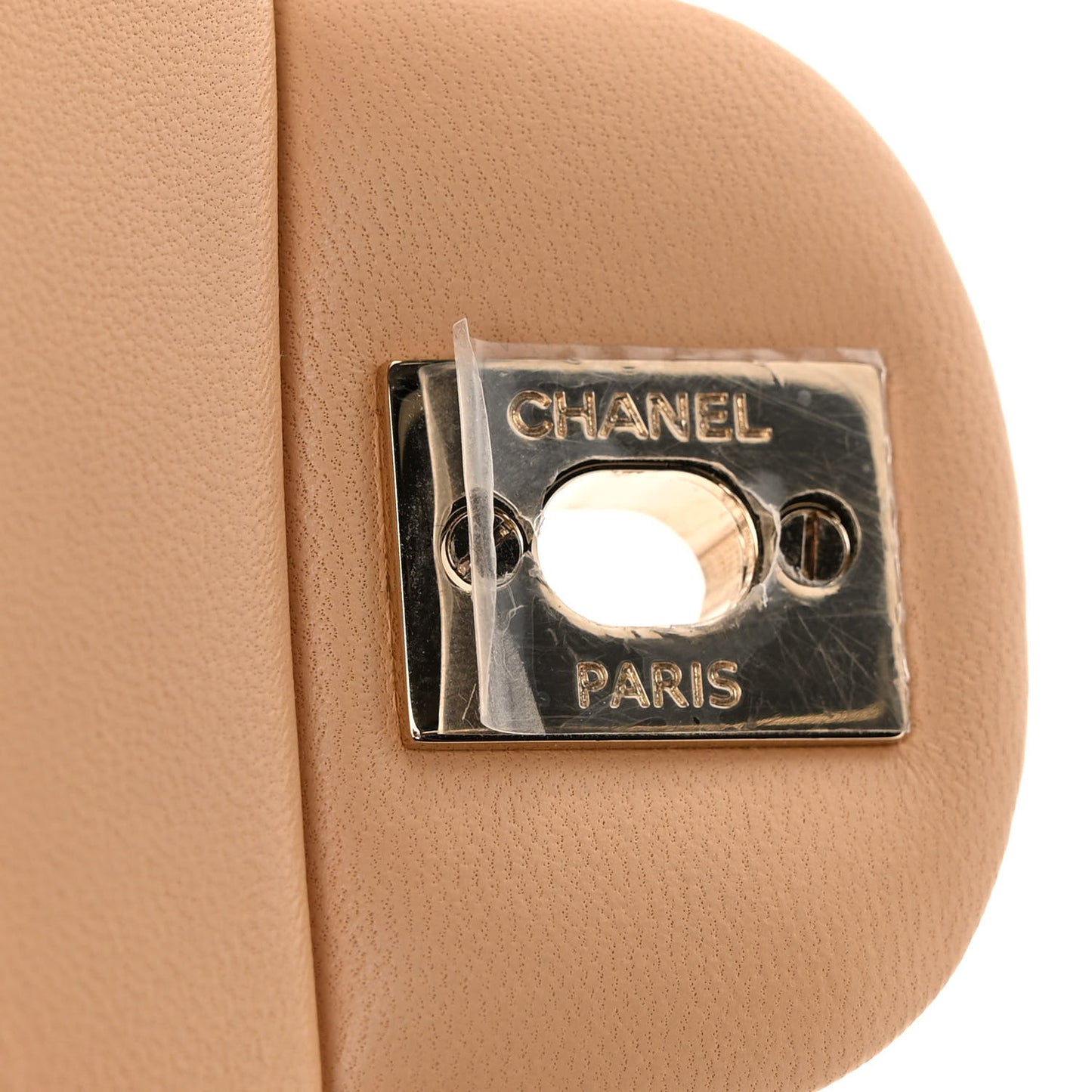 Lambskin Quilted Mini Rectangular Flap Beige
