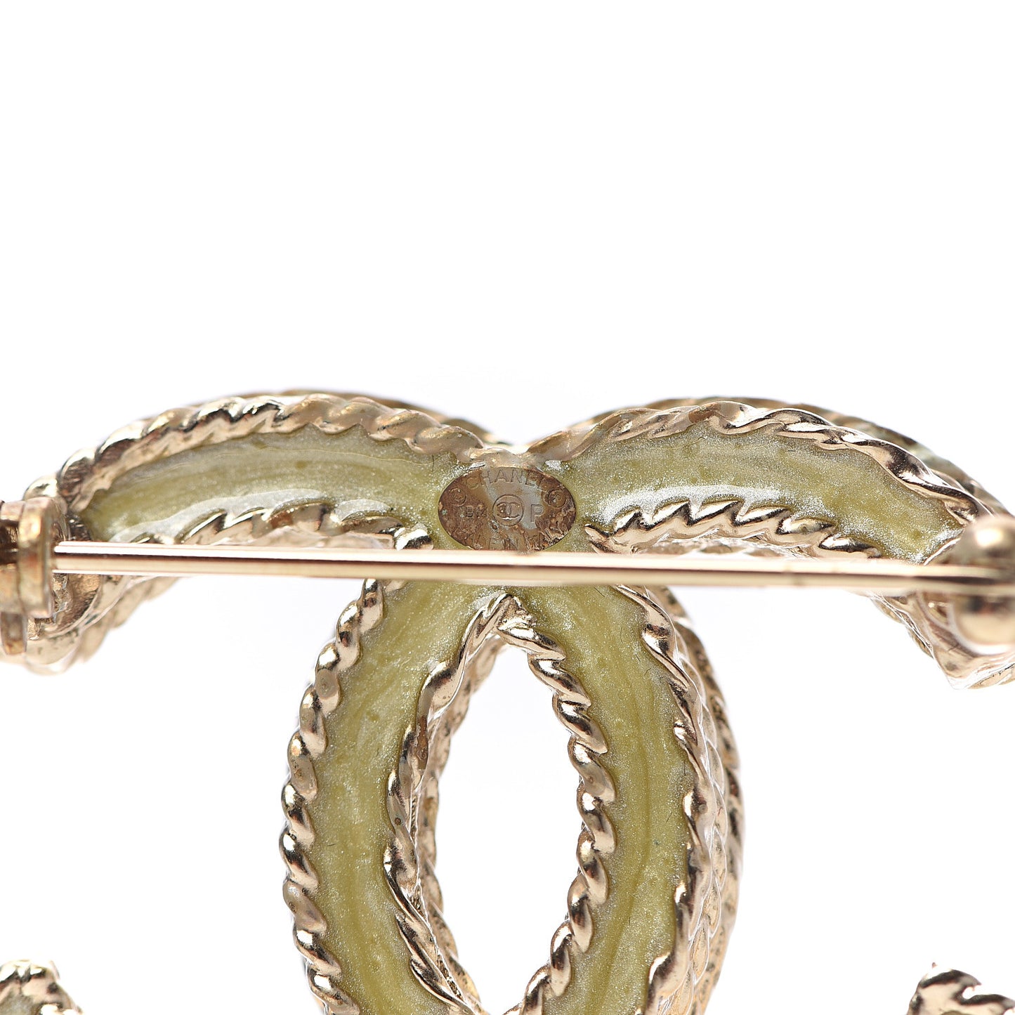 Crystal CC Brooch Pin Light Gold