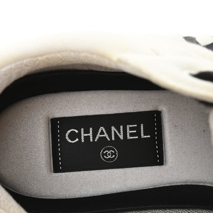 Chanel Nylon Suede Calfskin Womens CC Sneakers 39.5 White Black 7 of 9