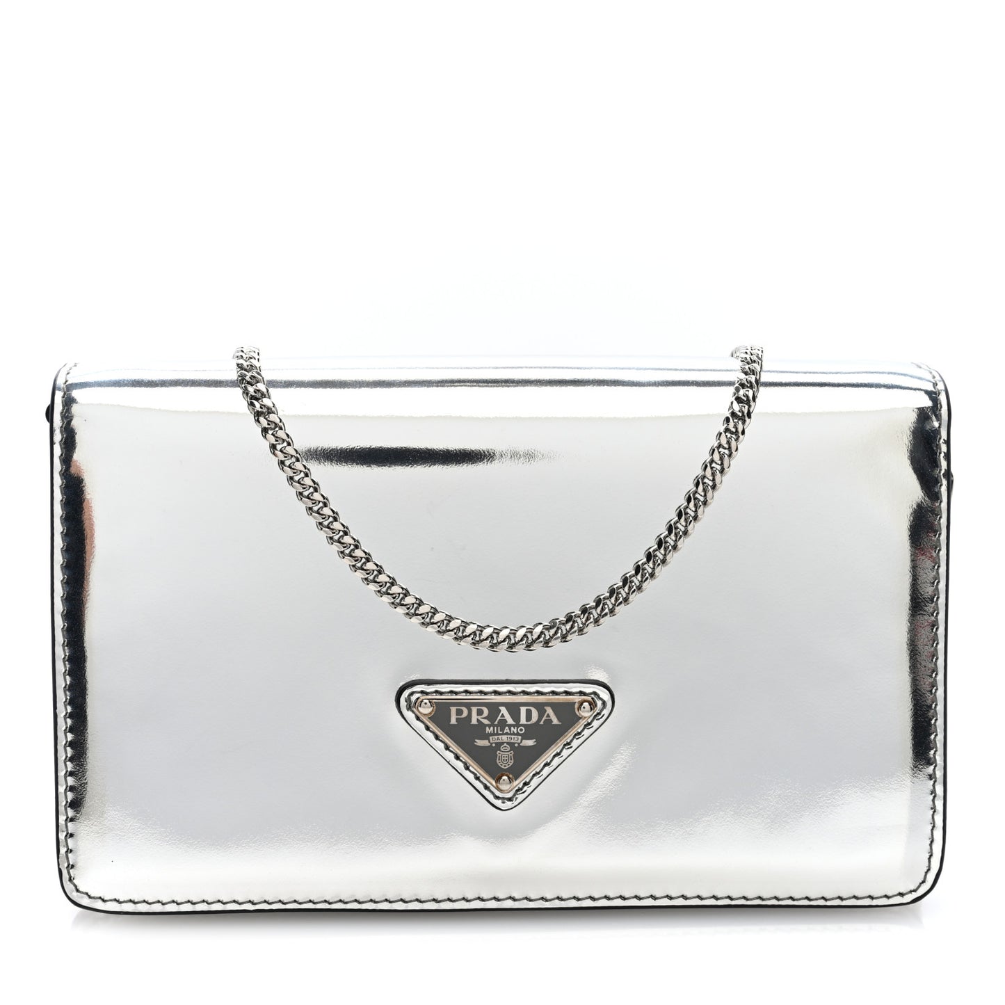 Spazzolato Flap Slide Chain Shoulder Bag Argento Argento