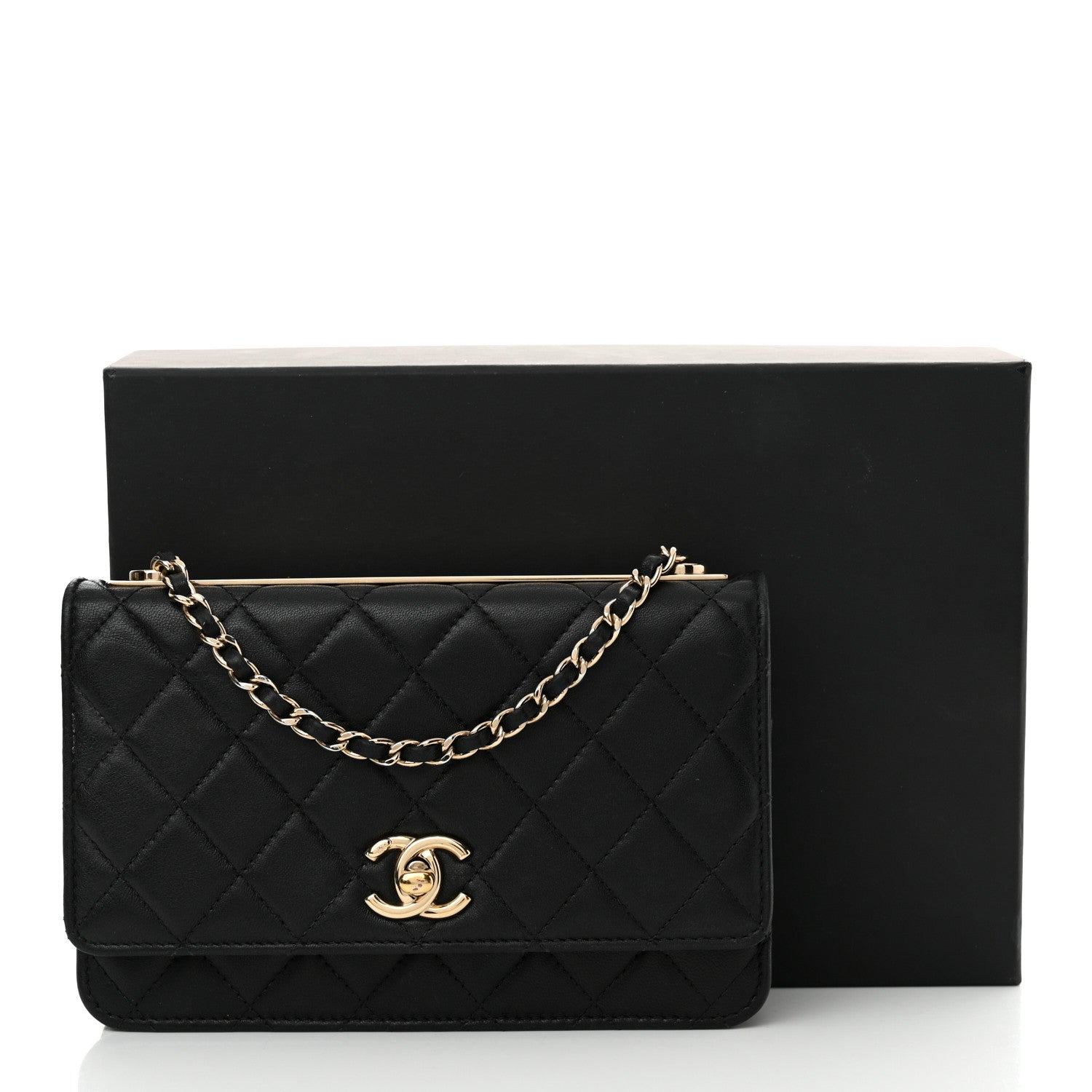 Chanel Lambskin Quilted Trendy CC Wallet On Chain WOC Black 15 of 15