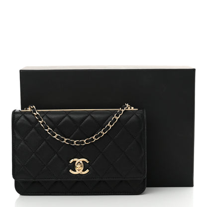 Chanel Lambskin Quilted Trendy CC Wallet On Chain WOC Black 15 of 15