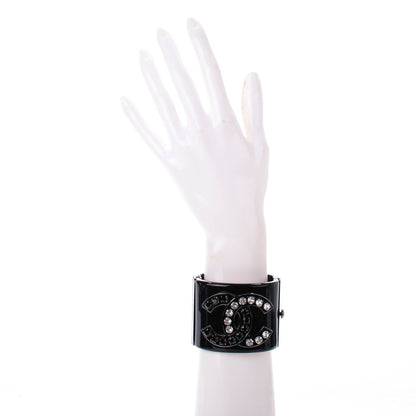 Chanel Resin Ruthenium Crystal CC Cuff Black 2 of 6