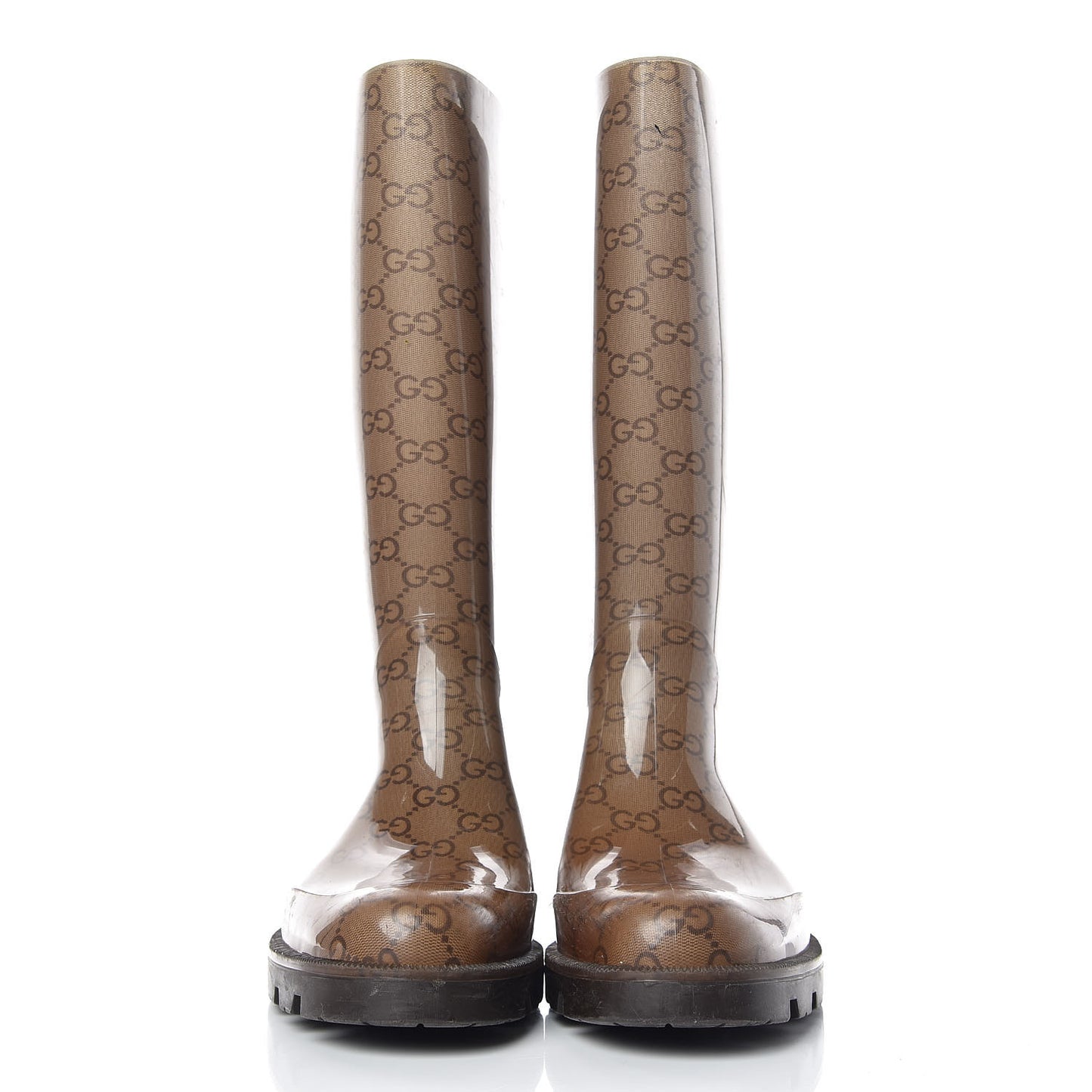 Rubber Monogram Edinburg Rain Boots 38 Transparent Cocoa