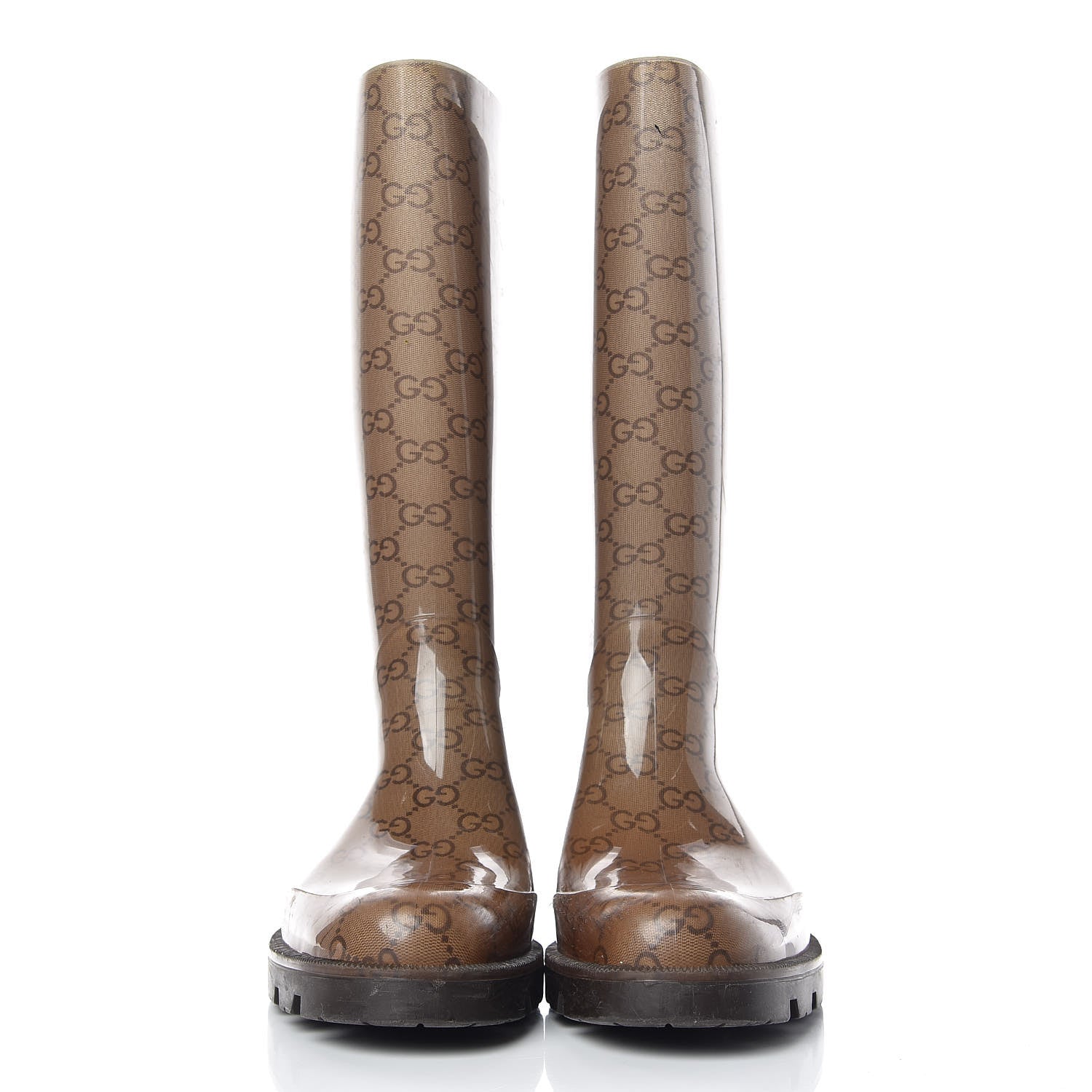 Gucci Rubber Monogram Edinburg Rain Boots 38 Transparent Cocoa 2 of 14