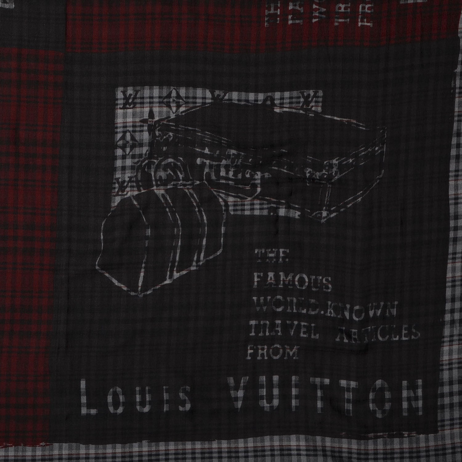 Louis Vuitton Mens Fleece Wool Silk Trunks Shawl Gris Rouge 1 of 4