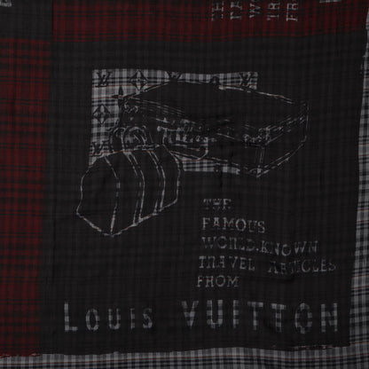 Louis Vuitton Mens Fleece Wool Silk Trunks Shawl Gris Rouge 1 of 4
