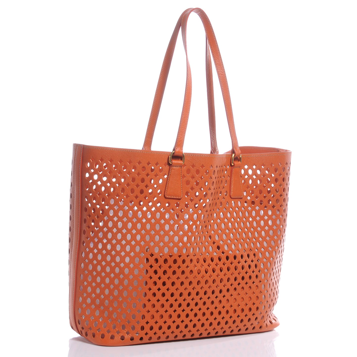 Saffiano Perforated Tote Papaya