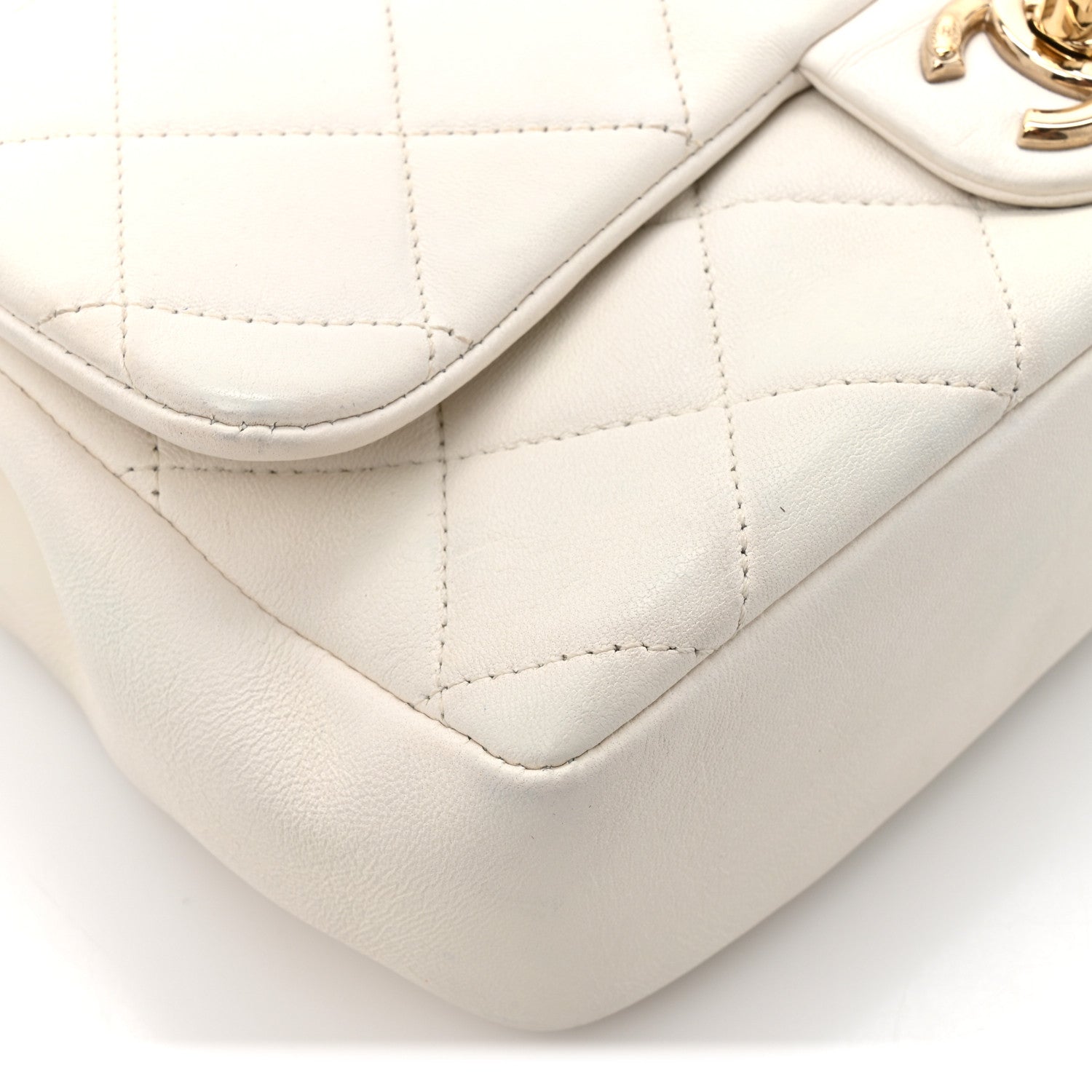 Chanel Lambskin Quilted Resin Bi-Color Chain Flap Bag White 10 of 14