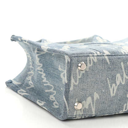 Balenciaga Denim Scribble Logo Small Hardware Tote Blue 7 of 8