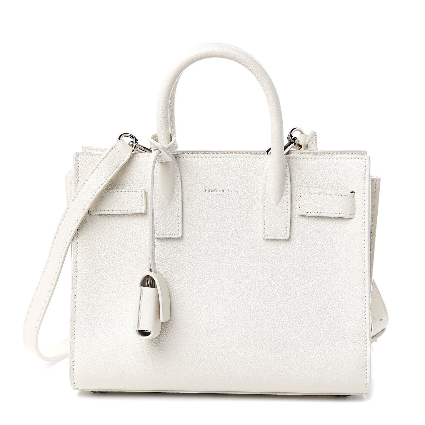 Grained Calfskin Nano Sac de Jour Dove White