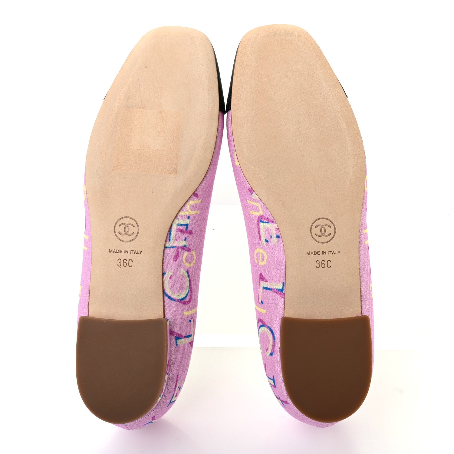 Chanel Fabric Grosgrain CC Flats 36 Pink Beige Black 5 of 8
